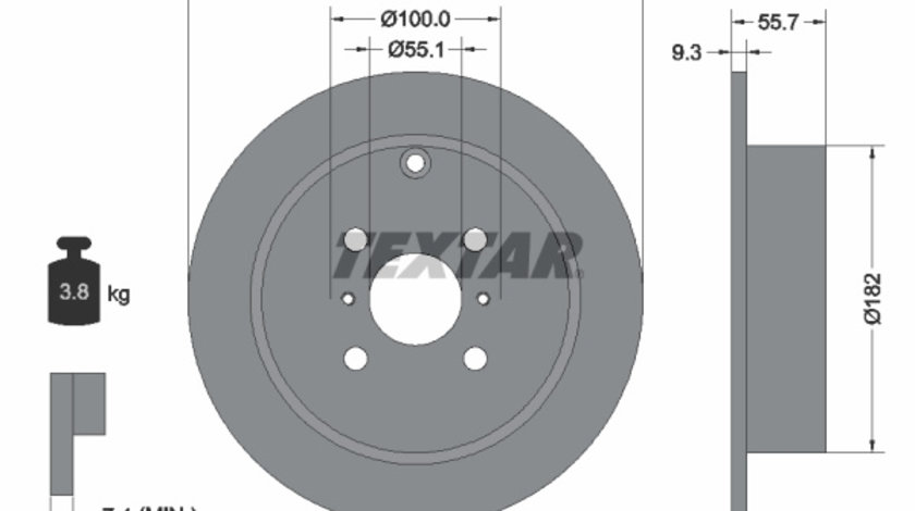 Disc frana puntea spate (92126203 TEXTAR) BYD,ENGLON,FENGXING,GEELY,GLEAGLE,KANDI,LIFAN,TOYOTA,TOYOTA (FAW),YEMA