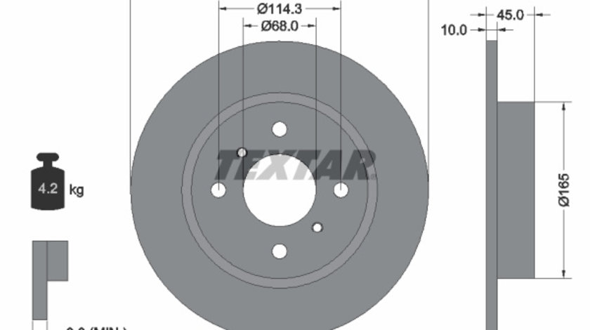 Disc frana puntea spate (92128700 TEXTAR) NISSAN