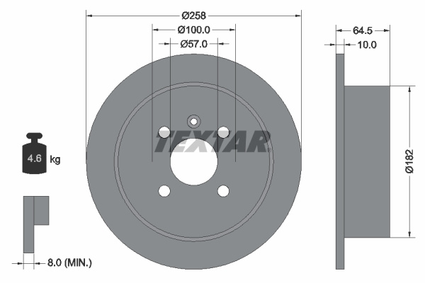 Disc frana puntea spate (92129000 TEXTAR) CHEVROLET,DAEWOO