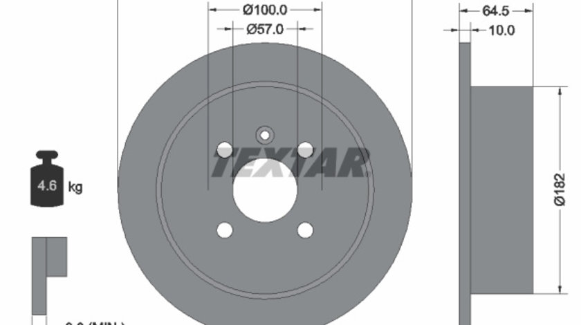 Disc frana puntea spate (92129000 TEXTAR) CHEVROLET,DAEWOO