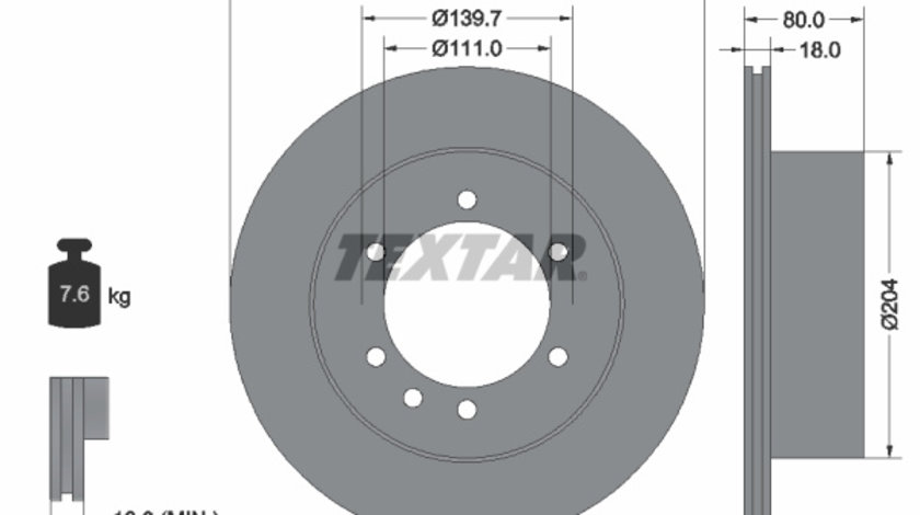 Disc frana puntea spate (92129900 TEXTAR) FORD AUSTRALIA,NISSAN