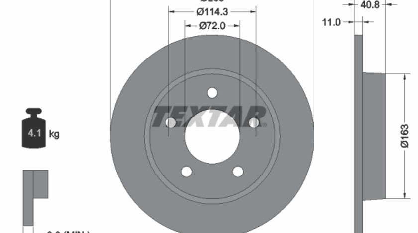 Disc frana puntea spate (92130500 TEXTAR) HAIMA (FAW),MAZDA,MAZDA (CHANGAN)