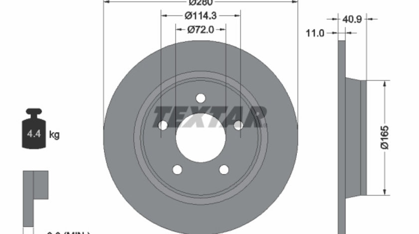 Disc frana puntea spate (92130600 TEXTAR) MAZDA,NISSAN