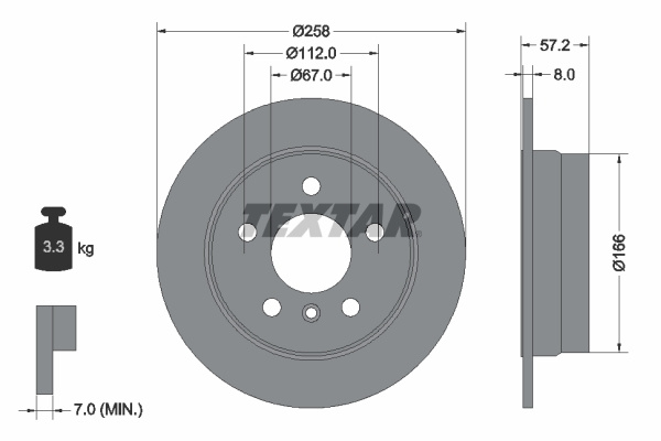 Disc frana puntea spate (92132103 TEXTAR) MERCEDES-BENZ