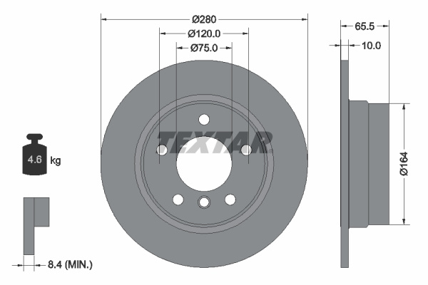 Disc frana puntea spate (92132903 TEXTAR) BMW