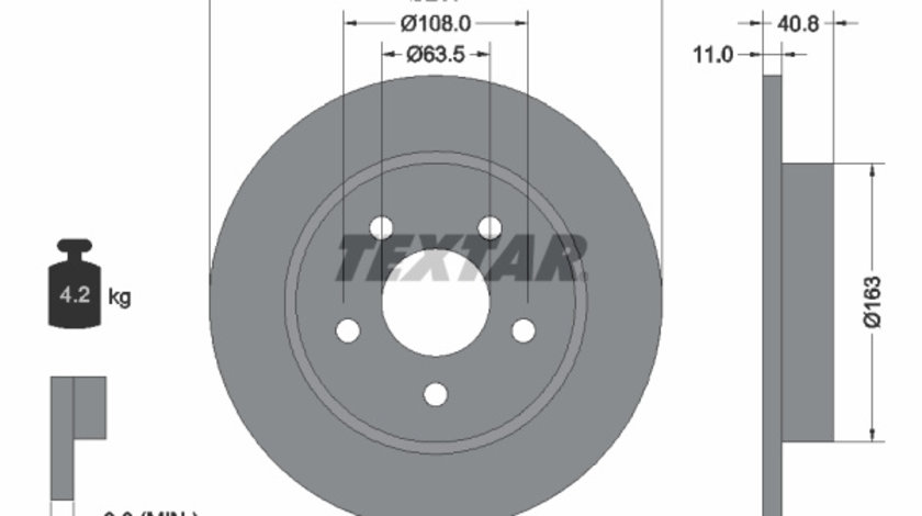 Disc frana puntea spate (92133703 TEXTAR) FORD,FORD (CHANGAN),HONGQI,HUANGHAI,MAZDA (CHANGAN),MG (SAIC),PEUGEOT (DF-PSA),ROEWE (SAIC)