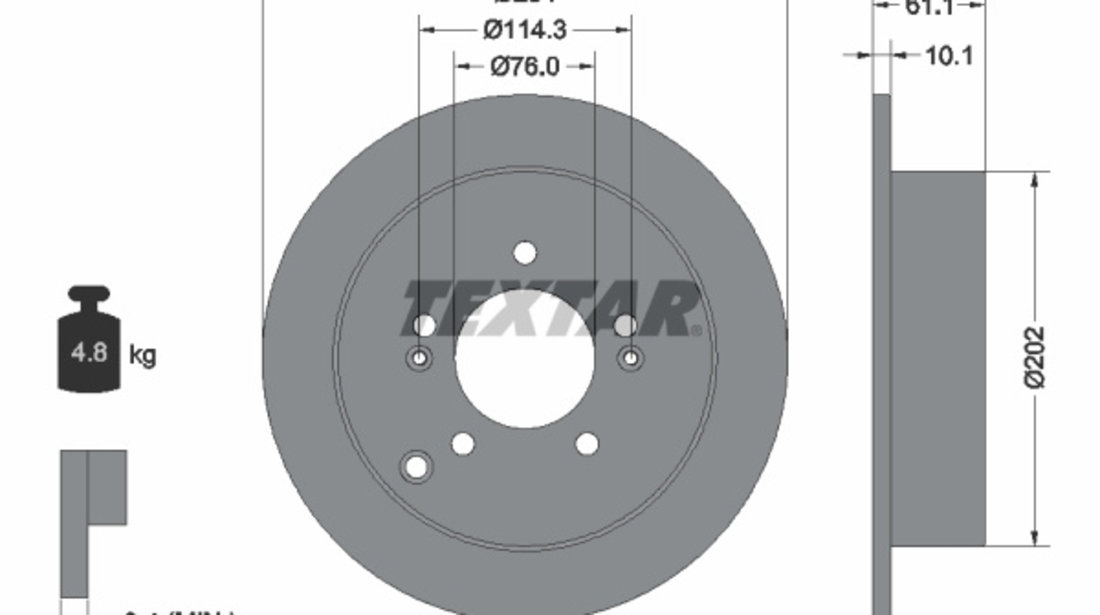 Disc frana puntea spate (92134003 TEXTAR) HAWTAI,HYUNDAI,HYUNDAI (BEIJING),HYUNDAI (HUATAI),JAC,KIA,KIA (DYK)