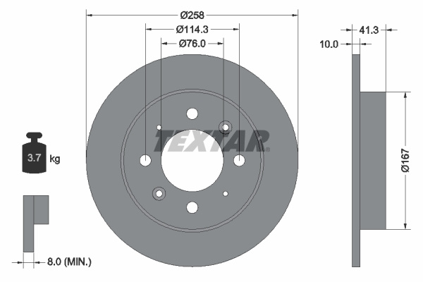 Disc frana puntea spate (92134303 TEXTAR) HORKI (DYK),KIA,KIA (DYK)