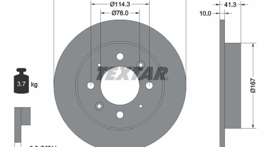 Disc frana puntea spate (92134303 TEXTAR) HORKI (DYK),KIA,KIA (DYK)