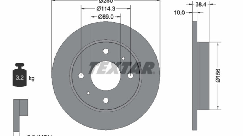 Disc frana puntea spate (92134903 TEXTAR) MITSUBISHI,SMART