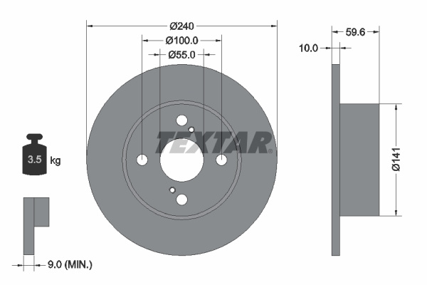 Disc frana puntea spate (92136000 TEXTAR) TOYOTA