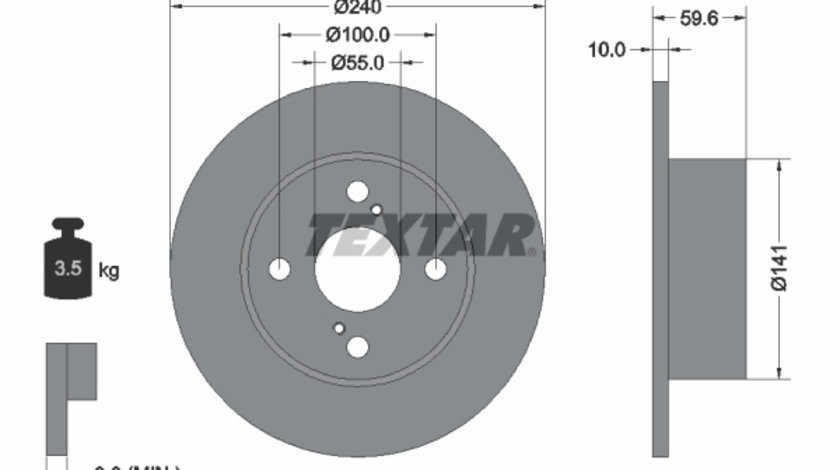 Disc frana puntea spate (92136000 TEXTAR) TOYOTA