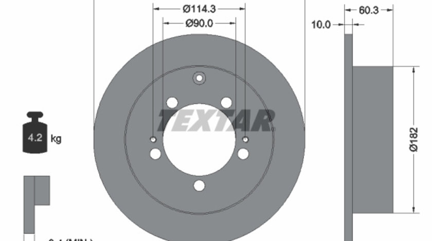 Disc frana puntea spate (92136100 TEXTAR) CHRYSLER,DODGE,MITSUBISHI,MITSUBISHI (BJC)