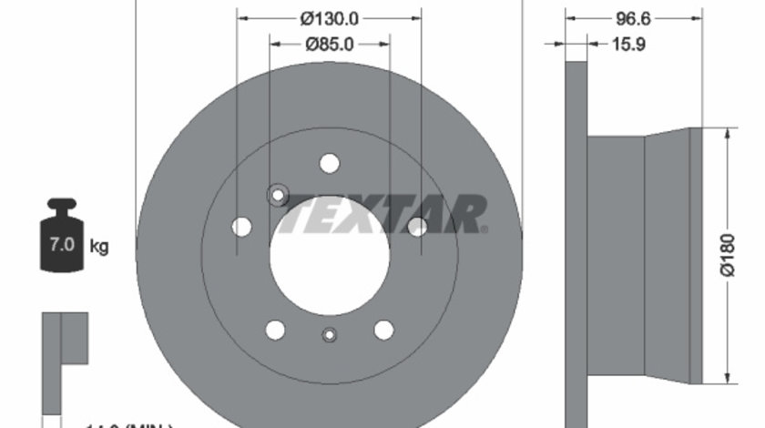 Disc frana puntea spate (92137603 TEXTAR) DODGE,FREIGHTLINER,MERCEDES-BENZ,PUCH,VW