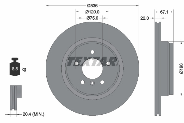 Disc frana puntea spate (92137905 TEXTAR) BMW,BMW (BRILLIANCE)