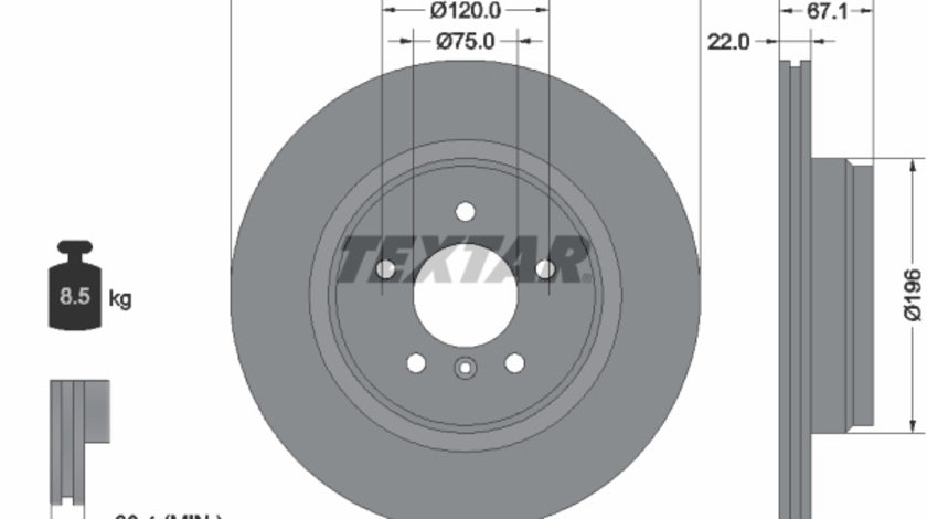 Disc frana puntea spate (92137905 TEXTAR) BMW,BMW (BRILLIANCE)