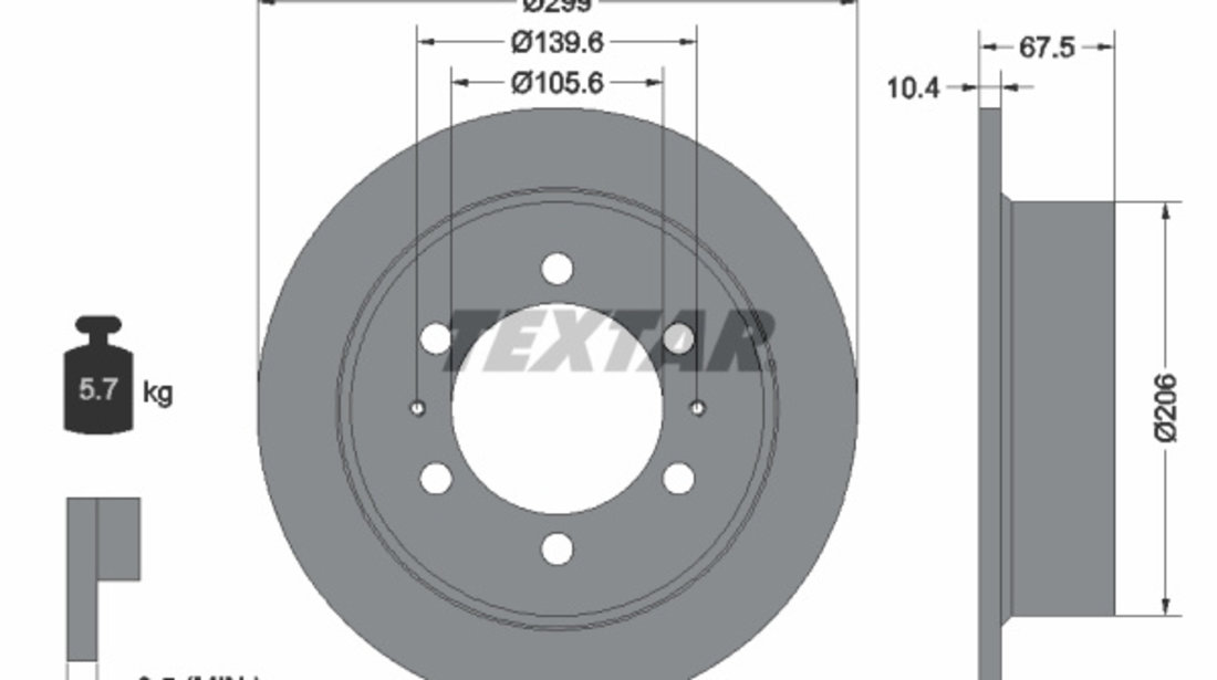 Disc frana puntea spate (92138500 TEXTAR) DAEWOO,SSANGYONG