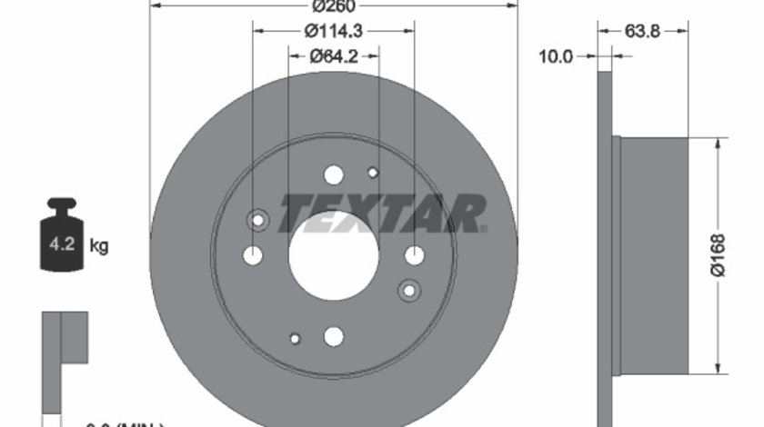 Disc frana puntea spate (92138600 TEXTAR) HONDA