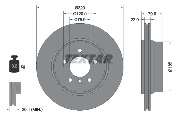 Disc frana puntea spate (92141603 TEXTAR) BMW