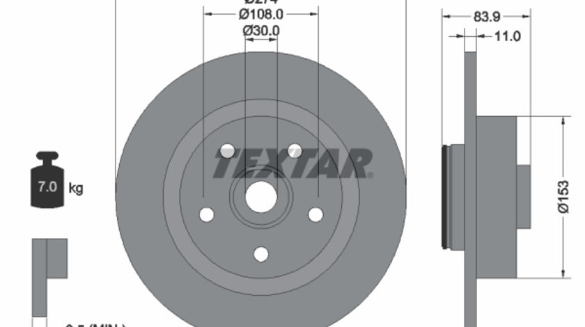 Disc frana puntea spate (92142203 TEXTAR) RENAULT,TOYOTA