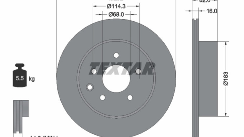 Disc frana puntea spate (92144000 TEXTAR) DONGFENG FENGDU,INFINITI,NISSAN,NISSAN (DFAC),RENAULT,RENAULT (DFAC),SAMSUNG,SUZUKI