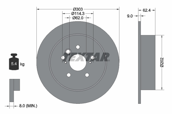 Disc frana puntea spate (92144103 TEXTAR) CHERY,DR,LIFAN,TOYOTA