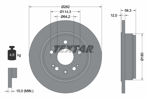 Disc frana puntea spate (92144500 TEXTAR) HONDA