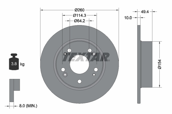 Disc frana puntea spate (92144603 TEXTAR) HONDA