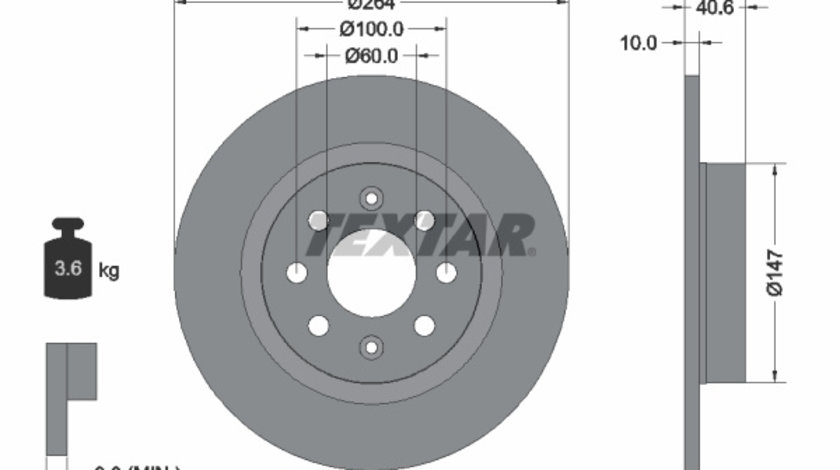 Disc frana puntea spate (92145903 TEXTAR) ABARTH,FIAT,OPEL,VAUXHALL