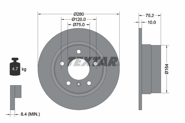 Disc frana puntea spate (92146003 TEXTAR) BMW