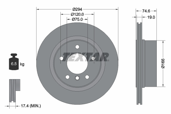 Disc frana puntea spate (92146103 TEXTAR) ALPINA,BMW