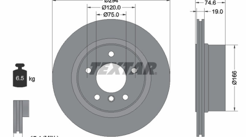 Disc frana puntea spate (92146103 TEXTAR) ALPINA,BMW