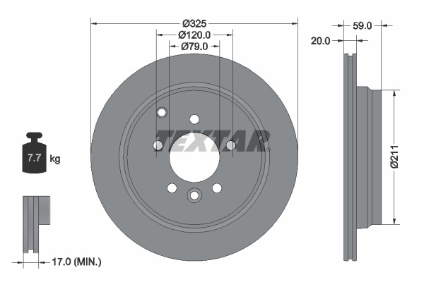 Disc frana puntea spate (92147603 TEXTAR) LAND ROVER