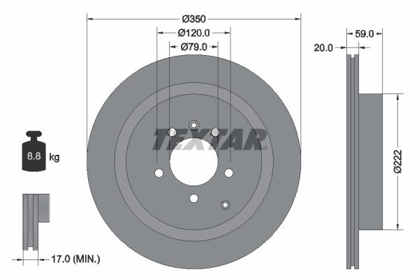 Disc frana puntea spate (92147700 TEXTAR) LAND ROVER