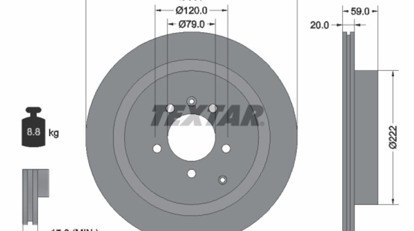 Disc frana puntea spate (92147703 TEXTAR) LAND ROVER