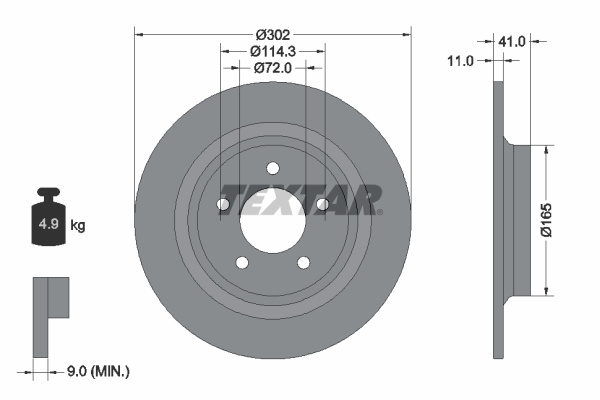 Disc frana puntea spate (92148200 TEXTAR) MAZDA,NISSAN