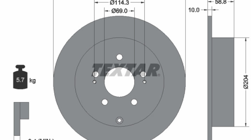 Disc frana puntea spate (92148403 TEXTAR) MITSUBISHI