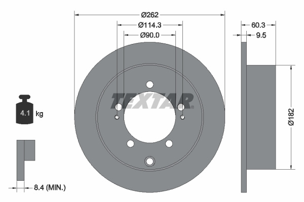 Disc frana puntea spate (92148600 TEXTAR) MITSUBISHI