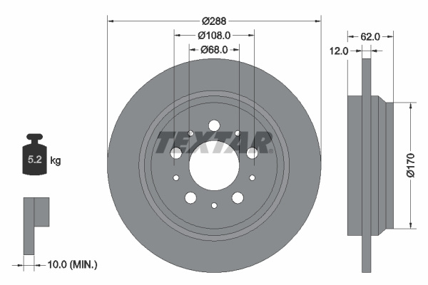Disc frana puntea spate (92149203 TEXTAR) VOLVO