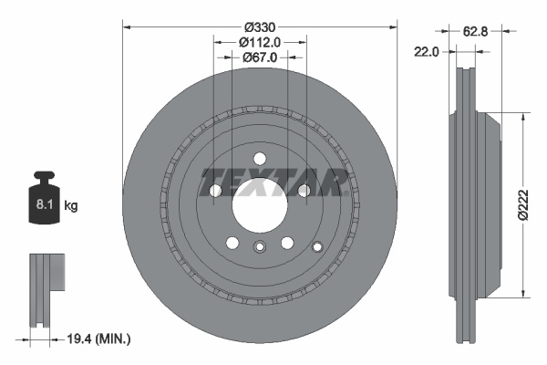Disc frana puntea spate (92150903 TEXTAR) MERCEDES-BENZ