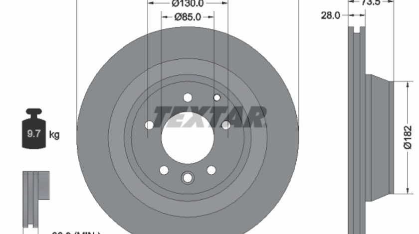 Disc frana puntea spate (92151403 TEXTAR) AUDI,PORSCHE,VW