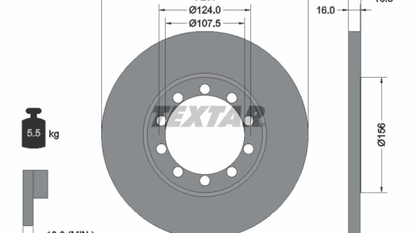 Disc frana puntea spate (92152003 TEXTAR) FORD,FORD (JMC),FORD AUSTRALIA