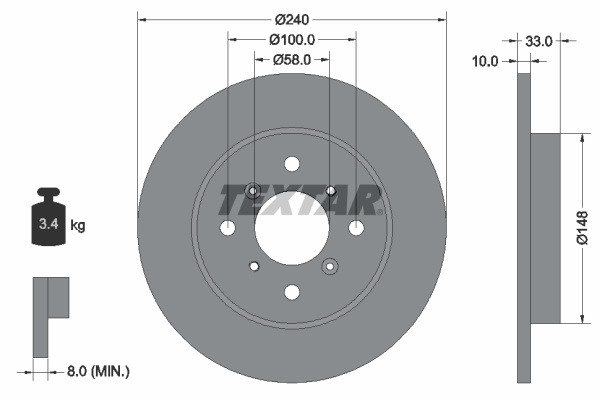 Disc frana puntea spate (92153300 TEXTAR) SUZUKI