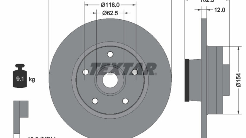 Disc frana puntea spate (92153700 TEXTAR) NISSAN,OPEL,RENAULT,VAUXHALL