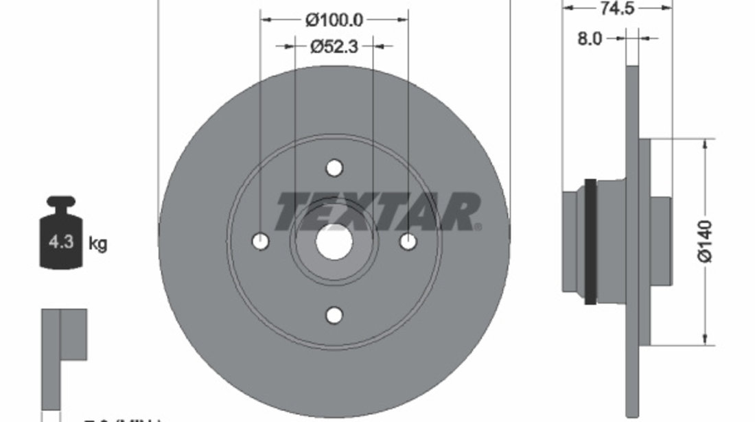 Disc frana puntea spate (92154003 TEXTAR) RENAULT