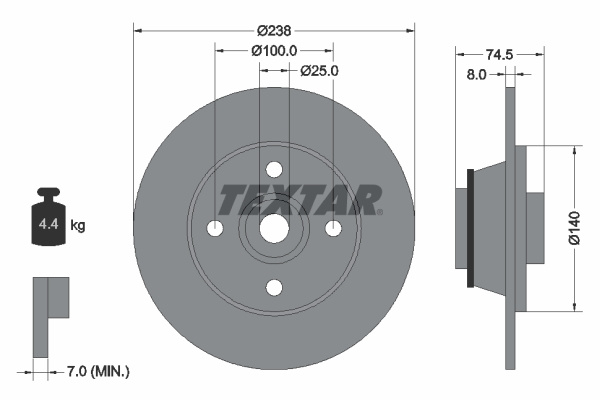 Disc frana puntea spate (92154103 TEXTAR) RENAULT