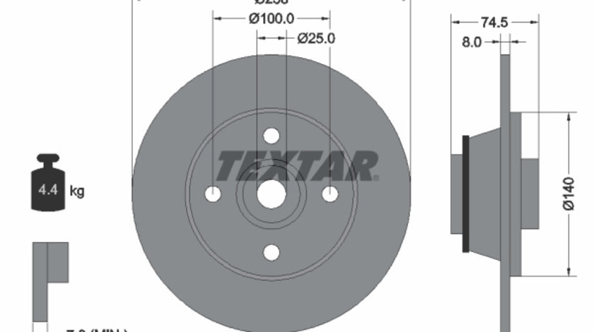 Disc frana puntea spate (92154103 TEXTAR) RENAULT