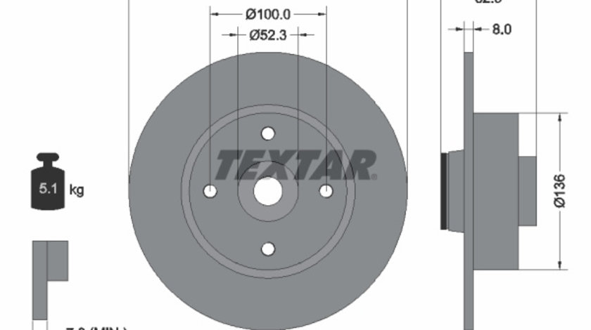 Disc frana puntea spate (92154400 TEXTAR) NISSAN,RENAULT