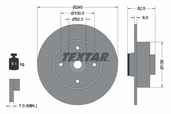 Disc frana puntea spate (92154403 TEXTAR) NISSAN,RENAULT