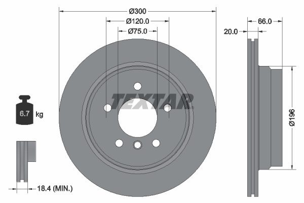 Disc frana puntea spate (92154903 TEXTAR) BMW,BMW (BRILLIANCE),ZINORO